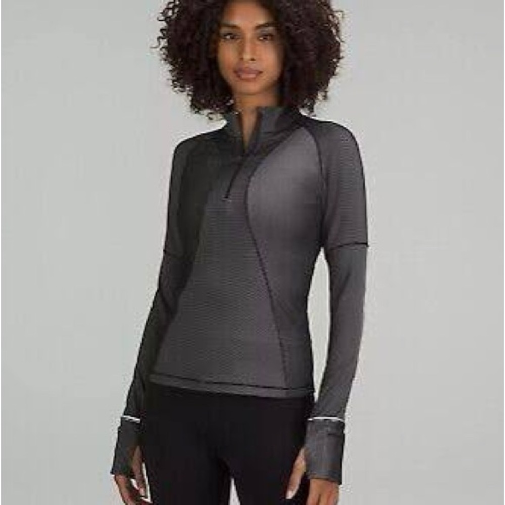 Lululemon Two-Tone Ribbed Running Half Zip - Black/Steel